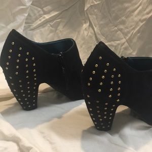 Studded heel black booties